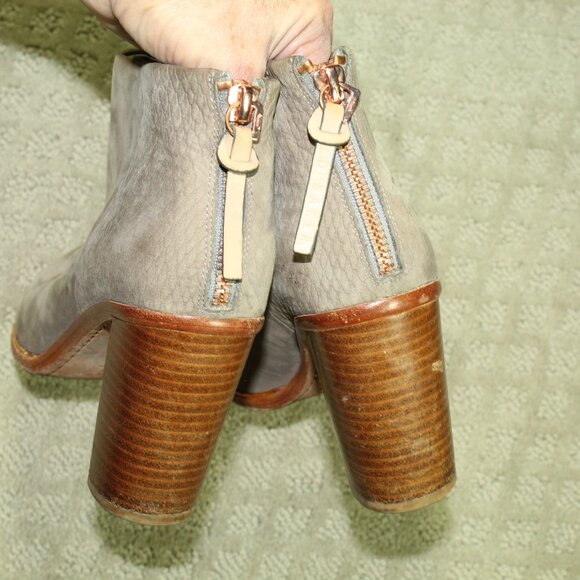 Ted Baker of London Size 6.5 / 37 Taupe Brown Heel Zip 3" Heeled Ankle Boots - Picture 5 of 6
